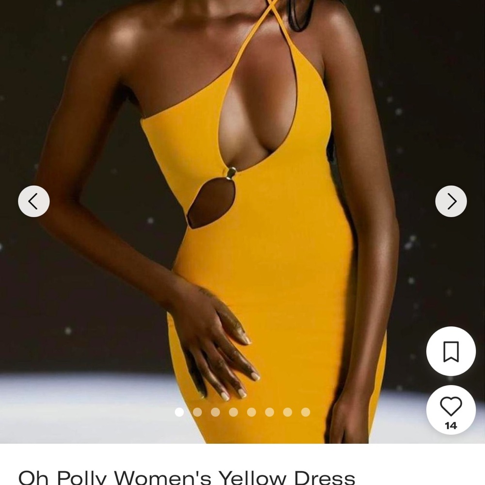 Oh Polly Yellow Asymmetrical One Shoulder Bodycon Dress